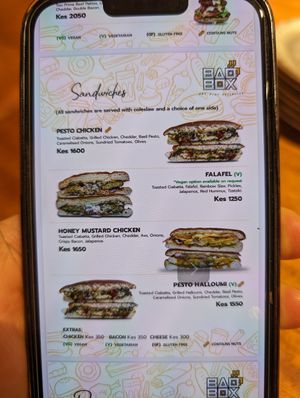 Falafel sandwich on the menu at Bao Box in Nairobi