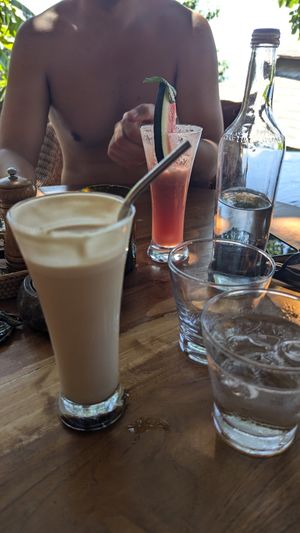 Iced caramel latte at Villas Bukit Lipah in Karangasem