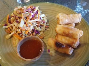 Springrolls 50k: v good  came with delicious salad (cabbage, peanuts, cucumber) at Villas Bukit Lipah in Karangasem
