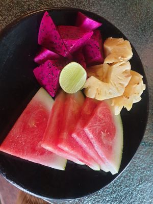 Fruit platter 55k rp at Villas Bukit Lipah in Karangasem