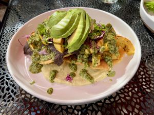 Delicata squash tostada with black bean purée and Cosmic queso   at The Wild Poppy Cafe & Market in Sebastopol