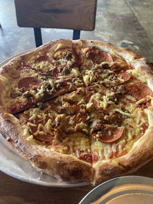 Come la Carne - pepperoni and sausage  at Pizza Verdura Sincera in Atlanta
