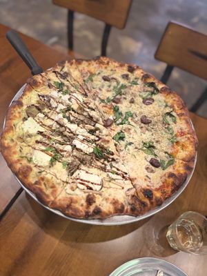 1/2 Bianca and 1/2 Greco pizza at Pizza Verdura Sincera in Atlanta