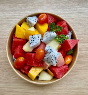 Mixed Fruit Salad. (Seasonal)
Refreshment with topical fruits and Salad gravy.  at Plantable - Maybe closed in Chiang Mai