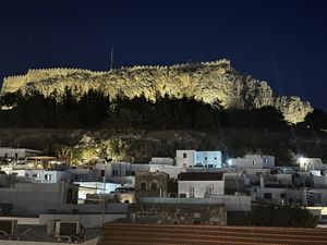 View of acropolis   at Stefanos Restaurant  in Rhodes