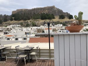 View from roof top seating  at Stefanos Restaurant  in Rhodes