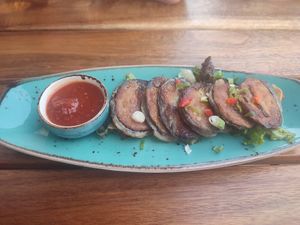 Aubergine chips tapas/starter at Shiyu in Vienna