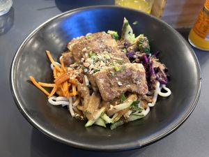 Peanut sauce bowl with tofu.  at Shiyu in Vienna