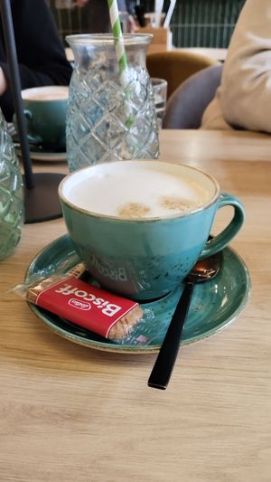 Coffee with oat milk at Shiyu in Vienna
