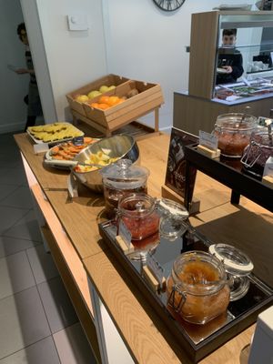 Fresh fruit, larga choice of jams  at Gabry in Riva Del Garda