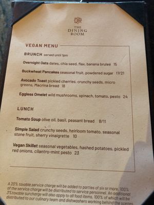 Menu  at Salish Lodge & Spa in Snoqualmie