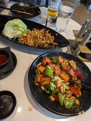 Tofu lettuce wraps and Kung Pao tofu at Fisherman Jack's in Everett