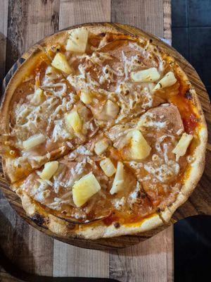 Hawaiian small $15: nice but gluey cheese at Pizzaminded in Pascoe Vale