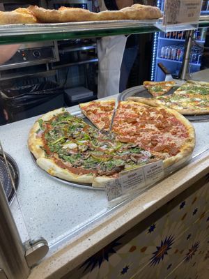 Vegan by-the-slice options (it varies I think)  at Little Pizza Parlor in Brooklyn