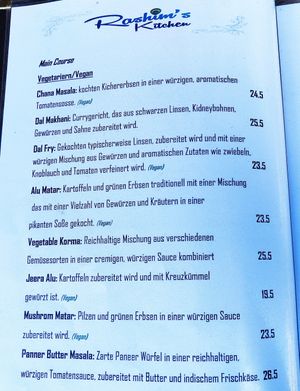 Menu (2024) at Rashim's Kitchen in Zurich