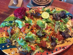 Vegan nachos at DellzVille in Charleston
