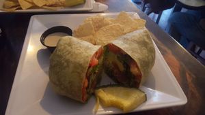 Vegan crab burrito. at DellzVille in Charleston
