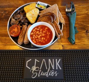 Crank Studios now offer a Vegan Full English breakfast, every morning apart from Thursdays & Fridays! Get yourself down! at Crank Cafe @ Crank Studios in Morley