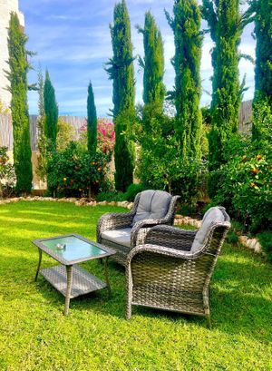 The seating in the Secret Gardenn  at Secret Garden Cafe in Bethlehem