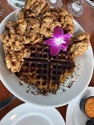 Vegan Chicken and Waffles - Amazing! Run and get this!  at Willows & Pine in Oakland