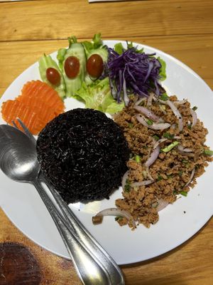 Plant based minced pork (moo sup)  at Feel Good Cafe in Phitsanulok
