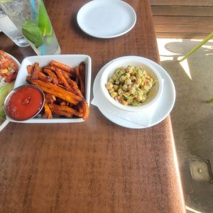 Sweet Potato Fries & Chickpea Salad at The Daily Kitchen & Bar in Richmond