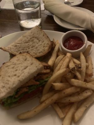 TLT (tempeh, lettuce, tomato) with French fries at The Daily Kitchen & Bar in Richmond