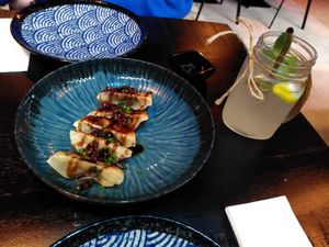 Gyoza and yuzu lemonade at Vegan Sushi Bar - Arnhem in Arnhem