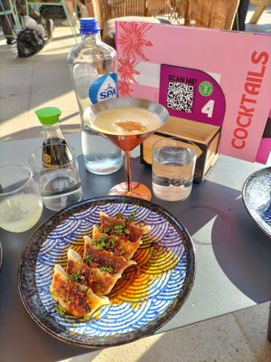 Gyoza, yuzu sake, pornstar martini at Vegan Sushi Bar - Arnhem in Arnhem