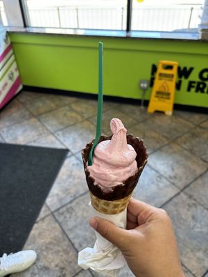 Strawberry with dipped cone  at Runaway Cow in Chicago