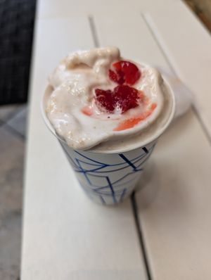 Strawberry cheesecake snowstorm at Runaway Cow in Chicago