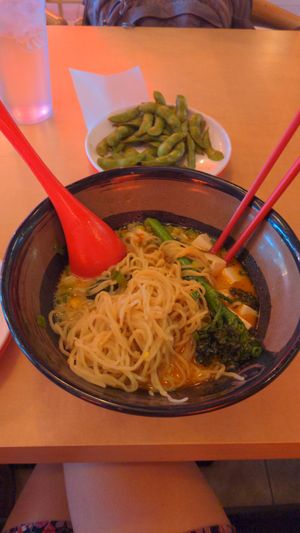 vegan ramen and spicy edamame at Nara Ramen and Sushi Bar in Boise