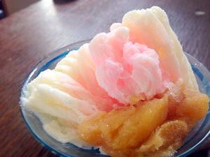 Momo Kakigōri (Peach Shaved Ice) at Shojin Cafe Foi - Shintouri in Wakayama