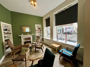 Some of the seating   at Giraffe Cafe in Perth