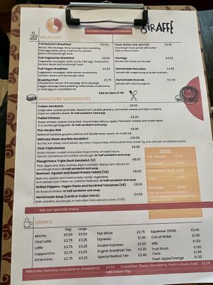 Menú   at Giraffe Cafe in Perth