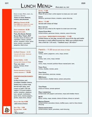 Lunch menu  at Busy Bean Cafe in Victor