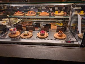 Vegan dessert cabinet at Honest Greens - Príncipe Real in Lisbon
