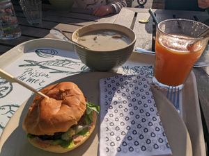 Vegan burger and carrot smoothie at Efteling - Kashba Restaurant in Kaatsheuvel