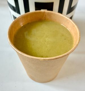 Asparagus and broccoli soup  at Krave - Motor City in Dubai