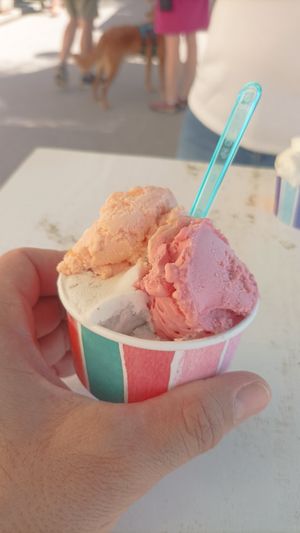 Limon y albahaca, fresa y melon at Gelateria Giuliana Di Busco Nicola in Monterosso Al Mare