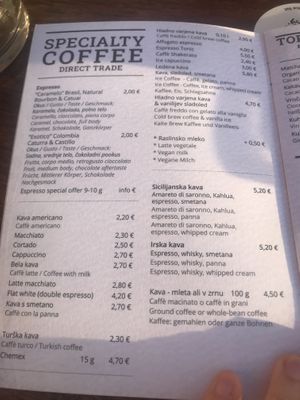 Menú  at Caffe Neptun in Piran