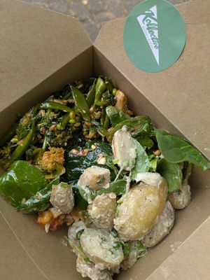 Box of three salad options. at Kollective Coffee & Kitchen in Sheffield