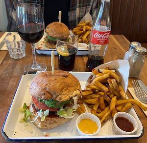Vegan burger with friesd  at Le Tablier Reims in Reims