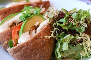 Vegan Pita Sandwiches with Tahini Sauce and Crushed Walnuts at Comptoir 102 in Dubai