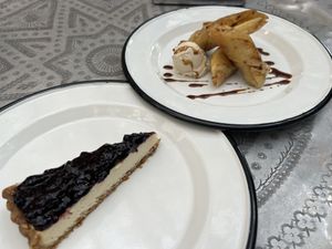 Raw vegan cheesecake👌🏼and banana apple with icecream  at Comptoir 102 in Dubai