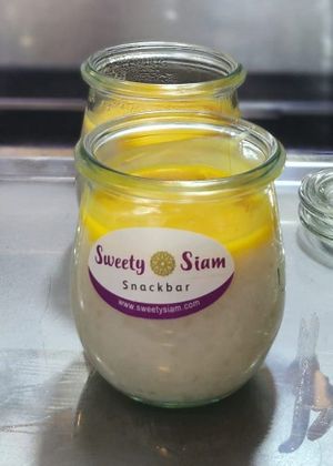 Khanom Saku Mamuang - Tapioca pudding with mango cream at Sweety Siam in Bad Aibling