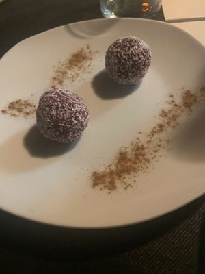 Raw beetroot cocoa and coconut truffles  at The Wala Room in Torremolinos