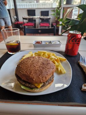 TeX mex burger and 3 homemade sauces at The Wala Room in Torremolinos