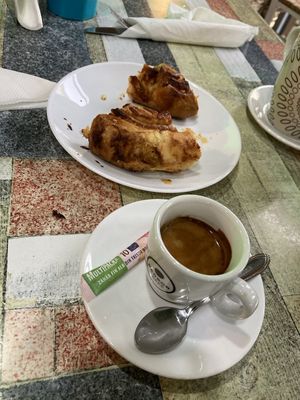 Tachinopita and espresso at Coffee Yard Cafe-Restaurant in Lefkara