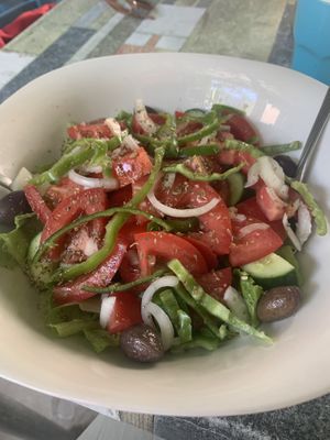 Village salad without the feta  at Coffee Yard Cafe-Restaurant in Lefkara
